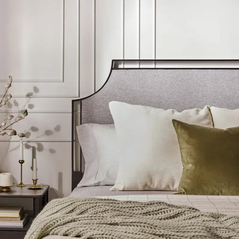 Middlebrook Designs Upholstered Curved Metal Queen Bedframe