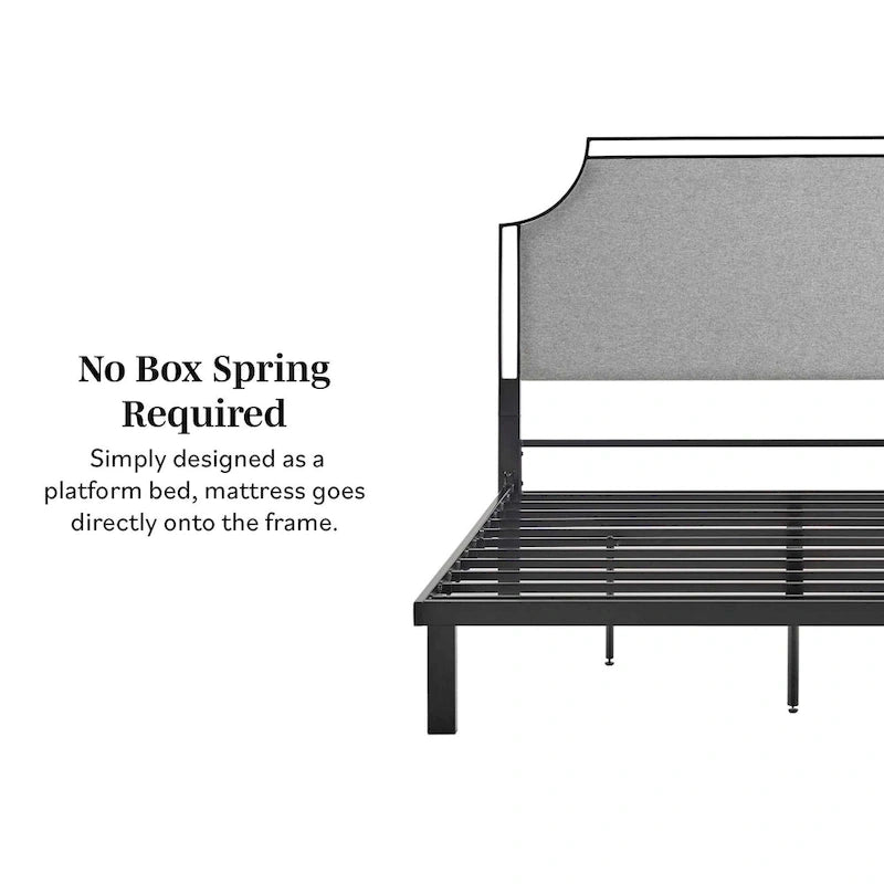 Middlebrook Designs Upholstered Curved Metal Queen Bedframe