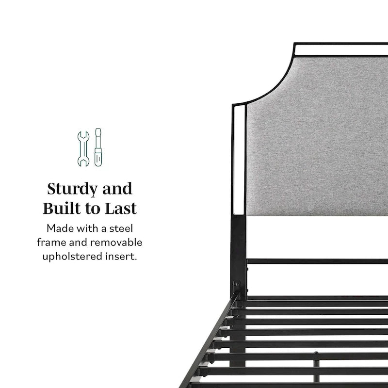 Middlebrook Designs Upholstered Curved Metal Queen Bedframe