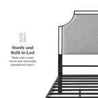 Middlebrook Designs Upholstered Curved Metal Queen Bedframe