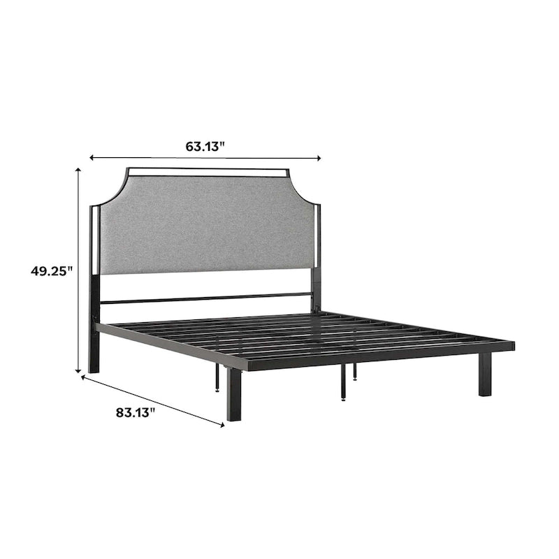 Middlebrook Designs Upholstered Curved Metal Queen Bedframe