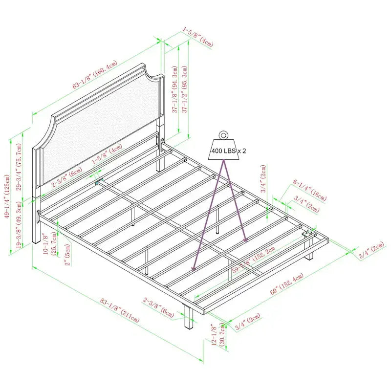 Middlebrook Designs Upholstered Curved Metal Queen Bedframe