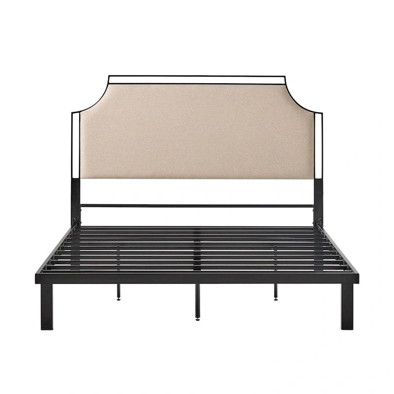 Middlebrook Designs Upholstered Curved Metal Queen Bedframe