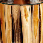 Teak Wood Handmade Accent Table with Clear Glass Top - Brown - Roche River Decor - 16Wx16Lx18H