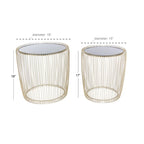 Metal Accent Table with Shaded Glass Top - Set of 2 Gold - Roche River Decor - 18Wx18Lx18H
