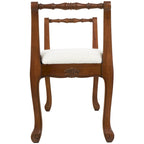 Fabric Arm Bench with Brown Traditional Wood Turned Legs - Cream - Roche River Decor - 16W x 55L x 27H