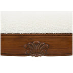 Fabric Arm Bench with Brown Traditional Wood Turned Legs - Cream - Roche River Decor - 16W x 55L x 27H