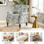 Nyctelius Traditional Polyester Accent Arm Chair with Pattern and Nailhead Trim Set of 2 by HULALA HOME