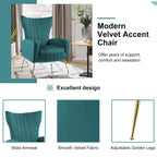 2 Set Velvet Wingback Accent Chairs with Metal Legs for Living Room