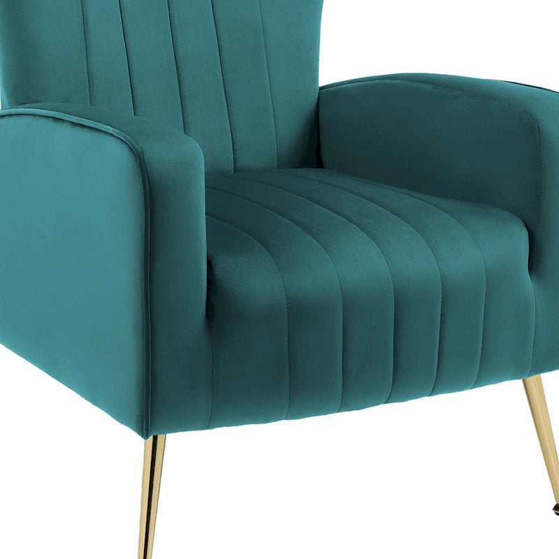 2 Set Velvet Wingback Accent Chairs with Metal Legs for Living Room