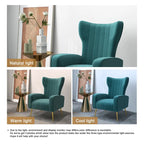 2 Set Velvet Wingback Accent Chairs with Metal Legs for Living Room