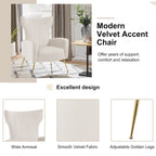 2 Set Velvet Wingback Accent Chairs with Metal Legs for Living Room