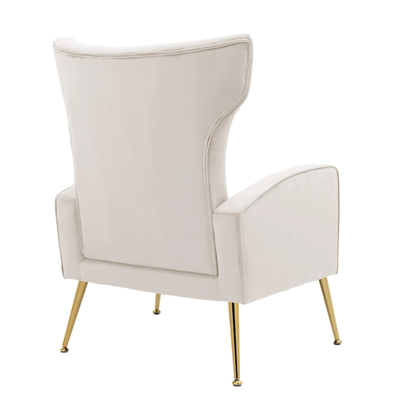2 Set Velvet Wingback Accent Chairs with Metal Legs for Living Room