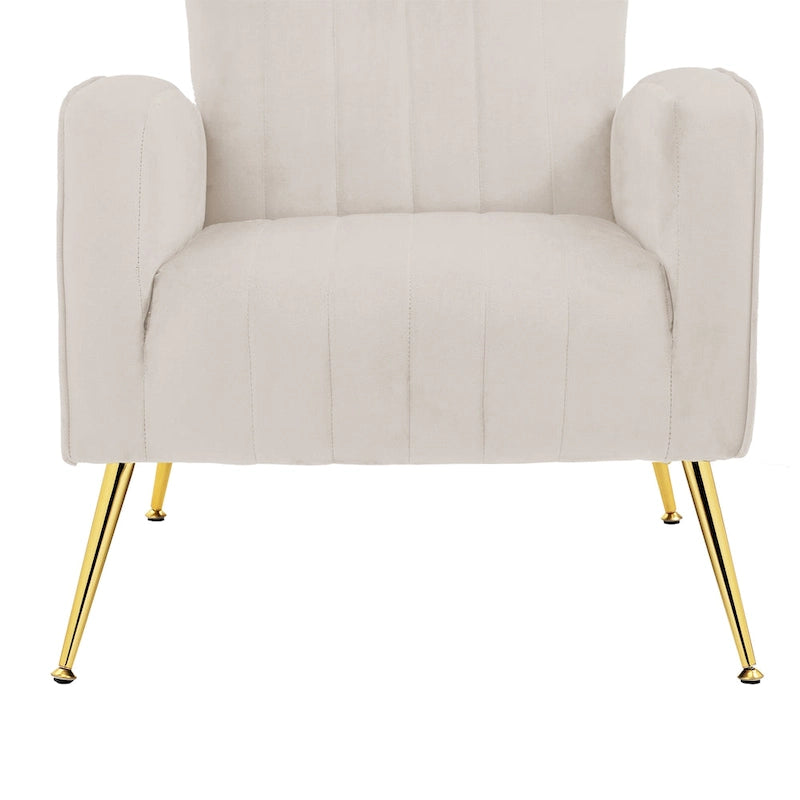 2 Set Velvet Wingback Accent Chairs with Metal Legs for Living Room