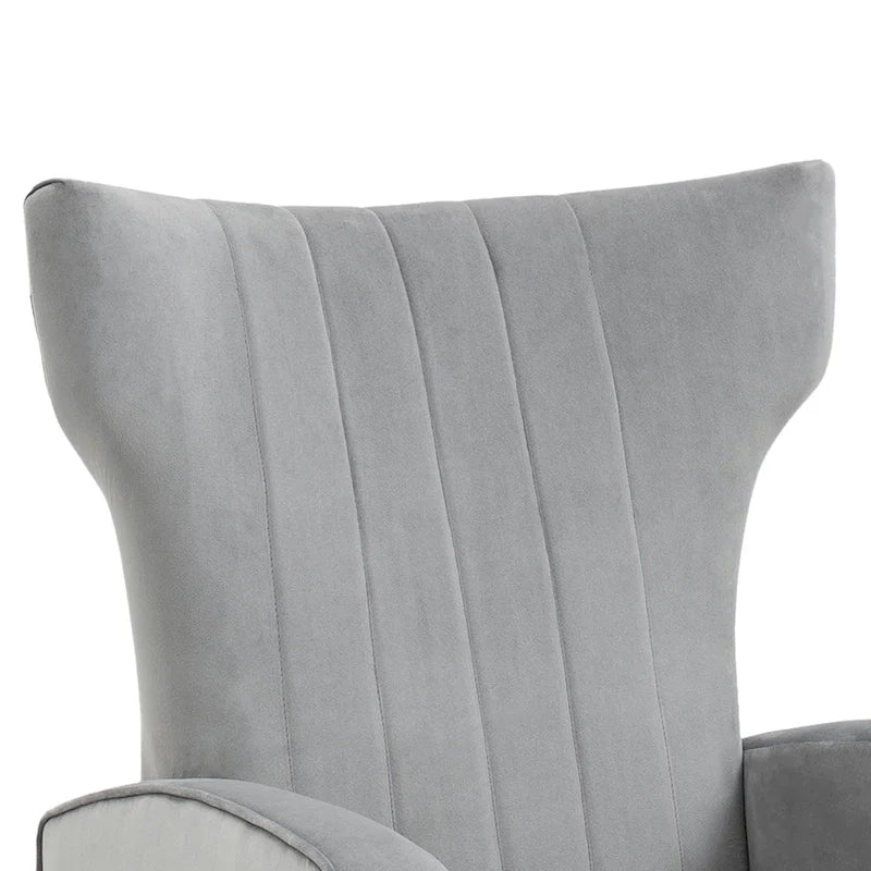2 Set Velvet Wingback Accent Chairs with Metal Legs for Living Room