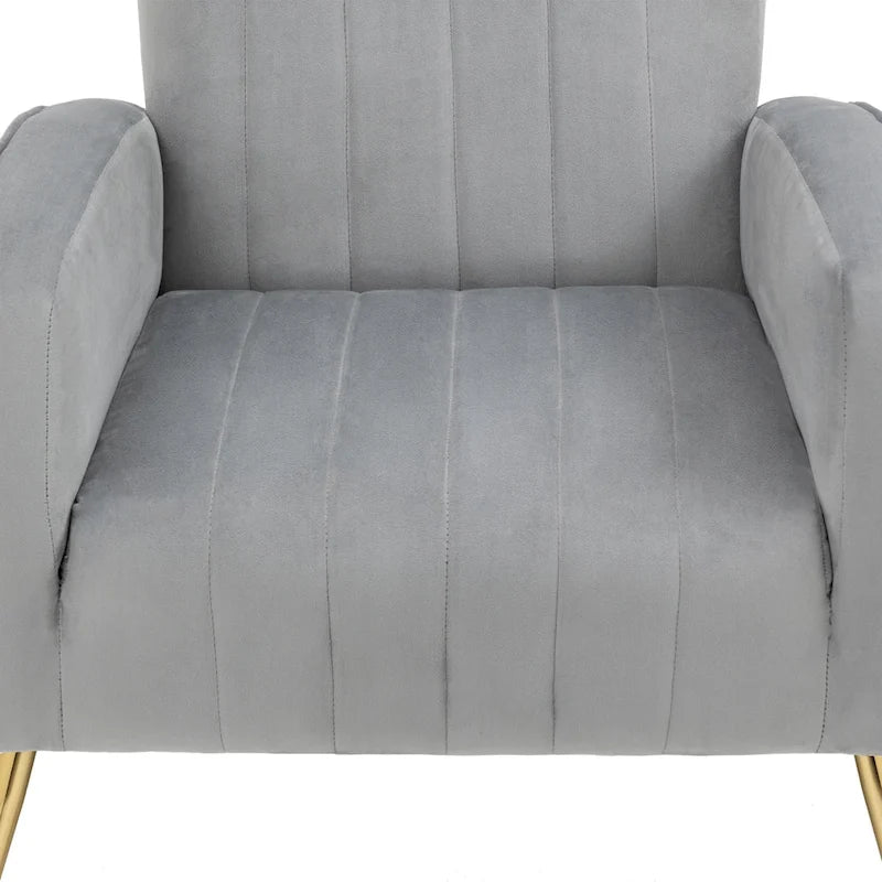 2 Set Velvet Wingback Accent Chairs with Metal Legs for Living Room