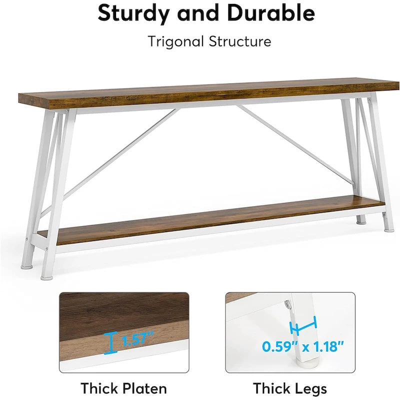 70.9 Inch Extra Long Sofa Table, Industrial Entry Console Table