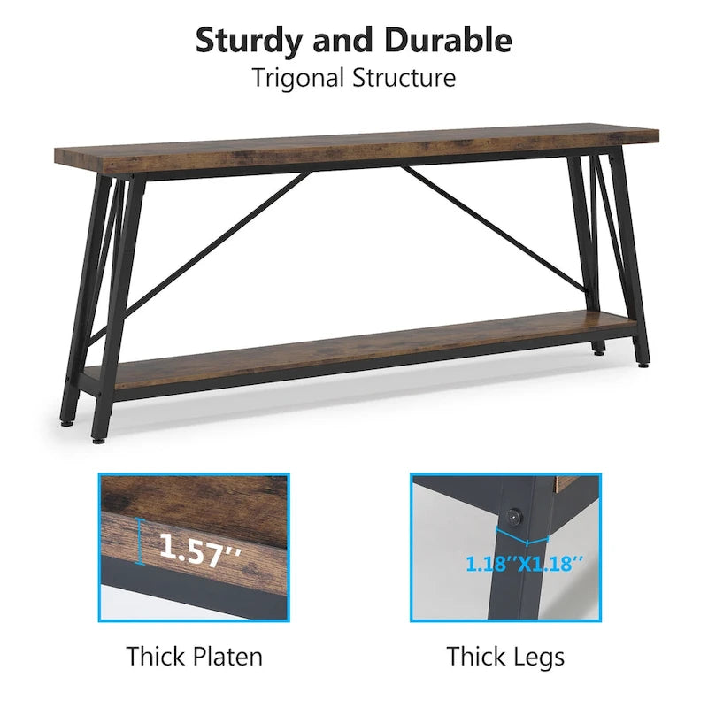 70.9 Inch Extra Long Sofa Table, Industrial Entry Console Table