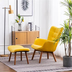 Carson Carrington Aasen Silky Velvet Tufted Accent Chair with Ottoman