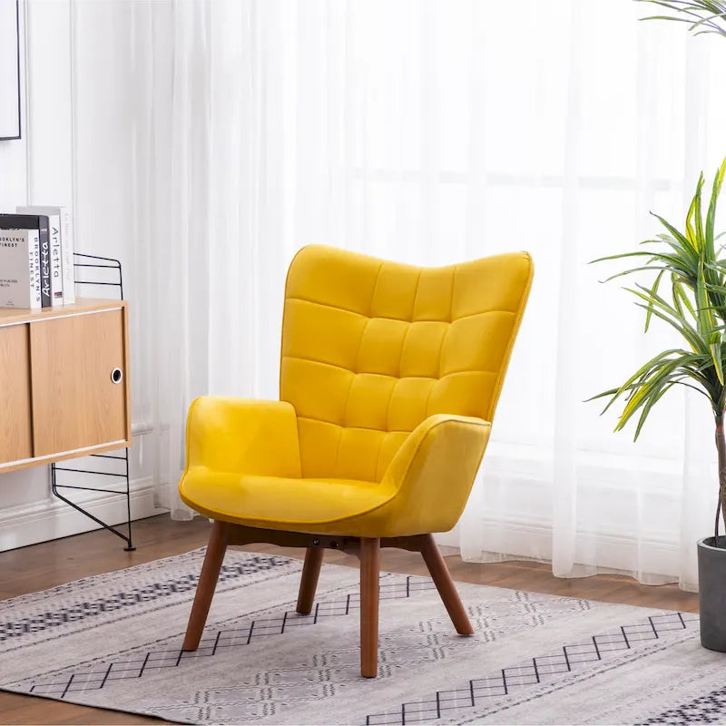 Carson Carrington Aasen Silky Velvet Tufted Accent Chair with Ottoman