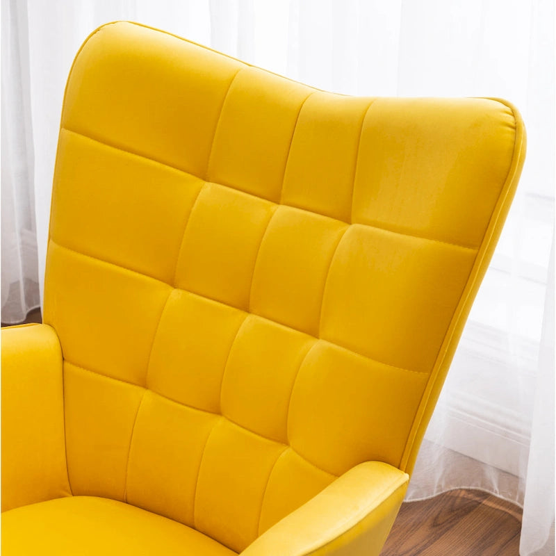 Carson Carrington Aasen Silky Velvet Tufted Accent Chair with Ottoman