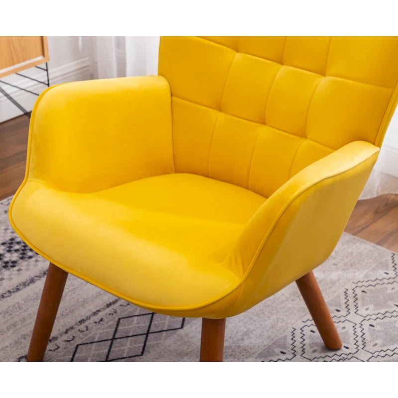 Carson Carrington Aasen Silky Velvet Tufted Accent Chair with Ottoman