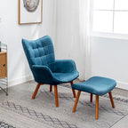 Carson Carrington Aasen Silky Velvet Tufted Accent Chair with Ottoman