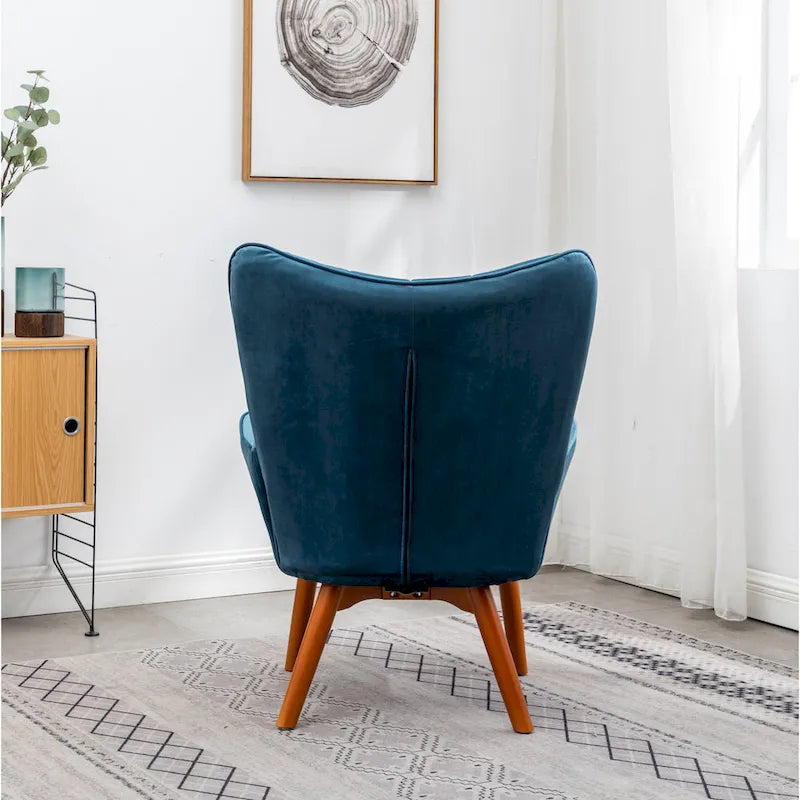 Carson Carrington Aasen Silky Velvet Tufted Accent Chair with Ottoman