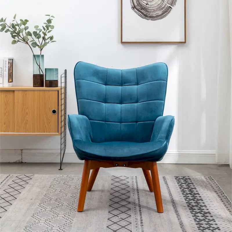 Carson Carrington Aasen Silky Velvet Tufted Accent Chair with Ottoman
