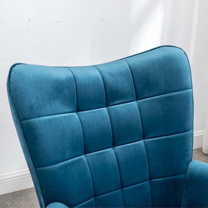 Carson Carrington Aasen Silky Velvet Tufted Accent Chair with Ottoman