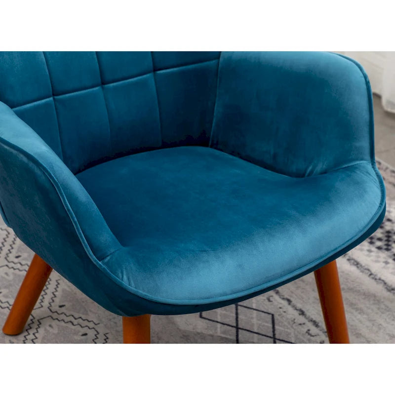 Carson Carrington Aasen Silky Velvet Tufted Accent Chair with Ottoman