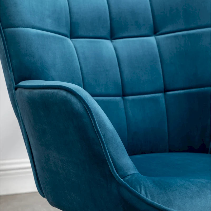 Carson Carrington Aasen Silky Velvet Tufted Accent Chair with Ottoman