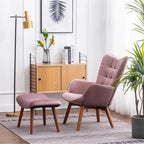 Carson Carrington Aasen Silky Velvet Tufted Accent Chair with Ottoman