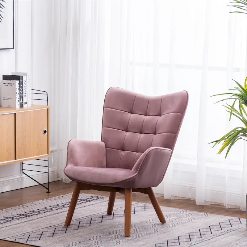 Carson Carrington Aasen Silky Velvet Tufted Accent Chair with Ottoman