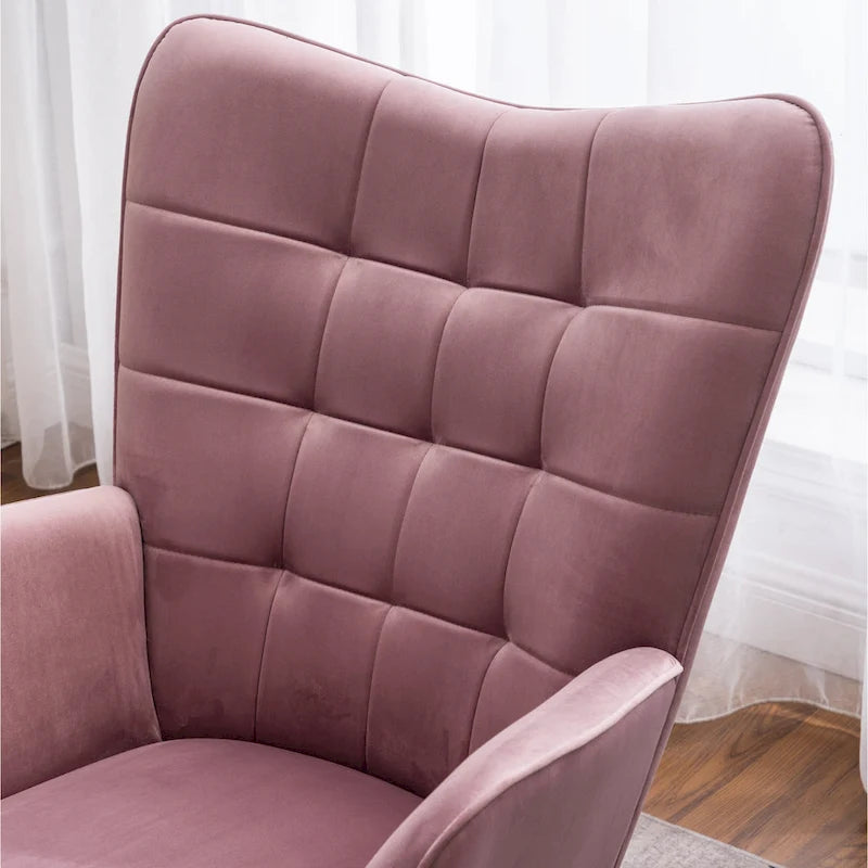 Carson Carrington Aasen Silky Velvet Tufted Accent Chair with Ottoman