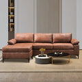 Brown Suede Reversible Chaise Sofa - 2-3 Seater