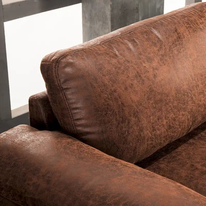 Brown Suede Reversible Chaise Sofa - 2-3 Seater