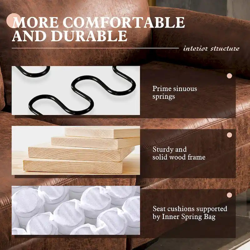 Brown Suede Reversible Chaise Sofa - 2-3 Seater