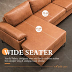 Brown Suede Reversible Chaise Sofa - 2-3 Seater
