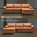 Brown Suede Reversible Chaise Sofa - 2-3 Seater