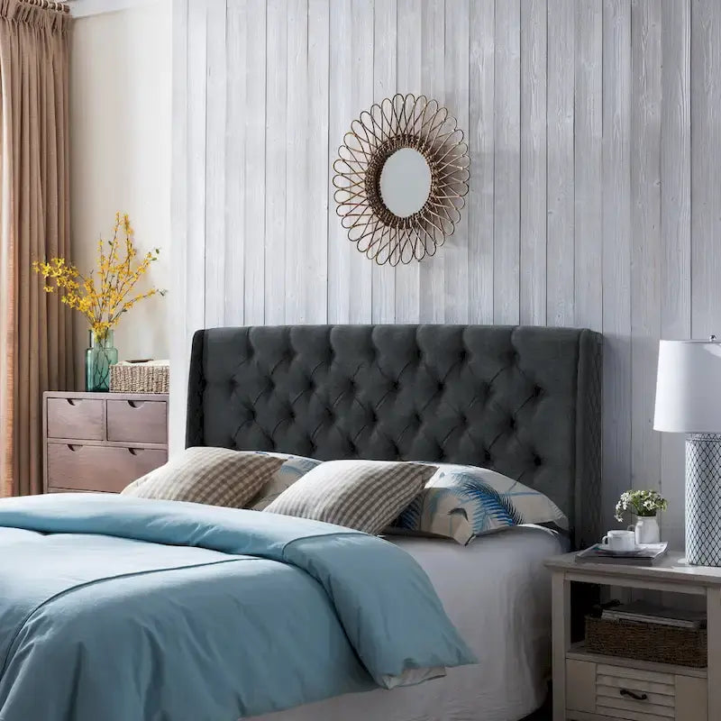 Christopher Knight Home Perryman Queen Wingback Headboard  Luxurious Tufted Design