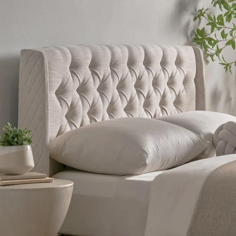 Christopher Knight Home Perryman Queen Wingback Headboard  Luxurious Tufted Design