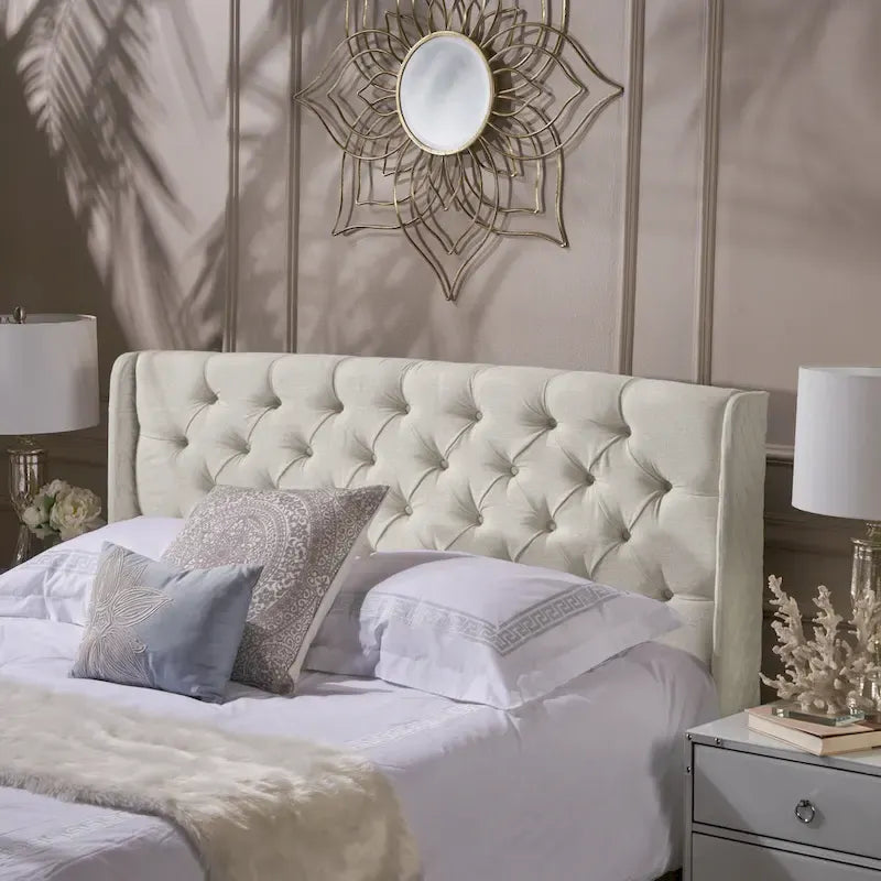 Christopher Knight Home Perryman Queen Wingback Headboard  Luxurious Tufted Design