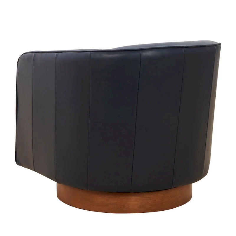 Tito Top Grain Leather Wood Base Swivel Chair by Greyson Living
