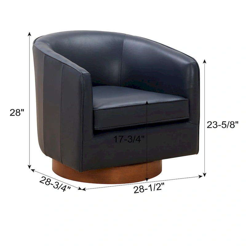 Tito Top Grain Leather Wood Base Swivel Chair by Greyson Living