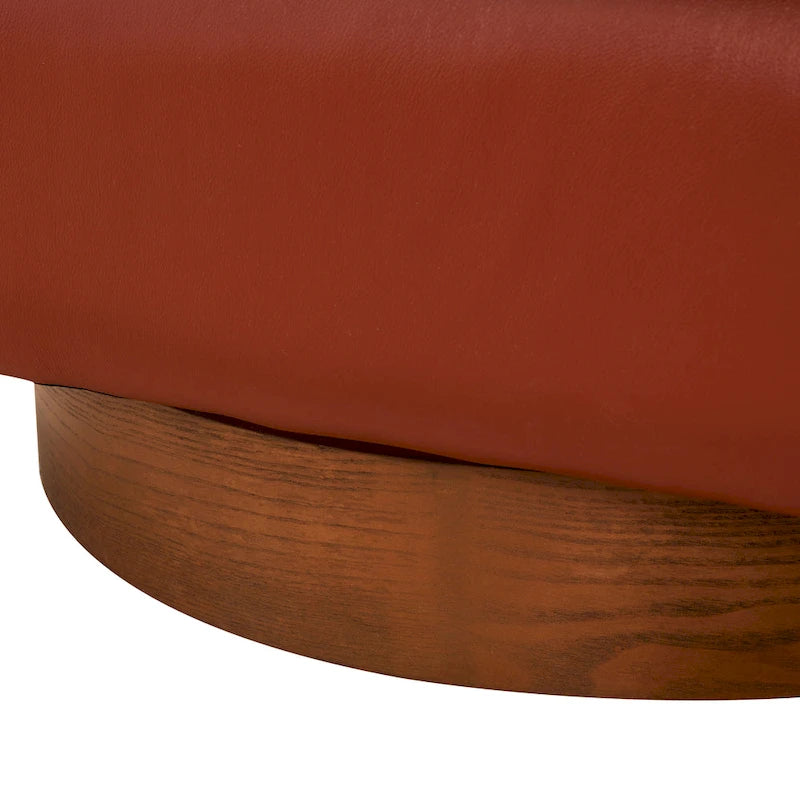 Tito Top Grain Leather Wood Base Swivel Chair by Greyson Living