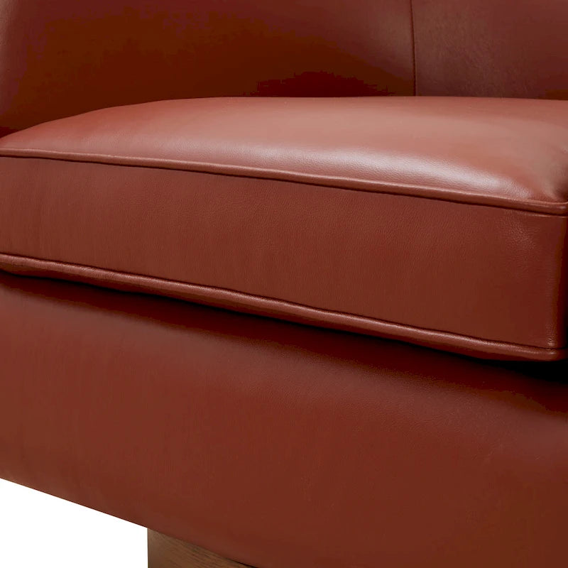 Tito Top Grain Leather Wood Base Swivel Chair by Greyson Living