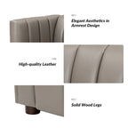 Olinto Modern Camel 83-Inch Genuine Leather Curved Couch with Channel Back by HULALA HOME