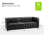 Olinto Modern Camel 83-Inch Genuine Leather Curved Couch with Channel Back by HULALA HOME