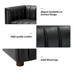 Olinto Modern Camel 83-Inch Genuine Leather Curved Couch with Channel Back by HULALA HOME